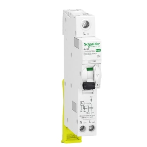 Schneider A9D05825 Acti9P 25 Amp 30ma C Curve Type A Single Pole 10ka RCBO(Plug on Neutral)