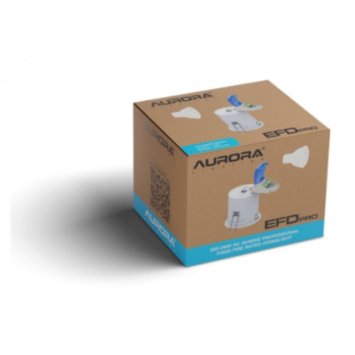 Aurora AU-DLM981CSW GU10 240v Fire Rated Fixed Downlight + AU-DGU55CS Colour Switching Lamp and White Bezel