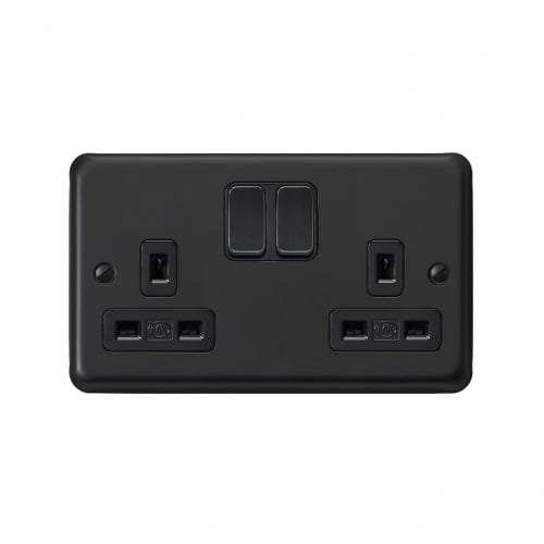 MK RP2948MBK 2 Gang 13 Amp DP Switch Socket Matt Black