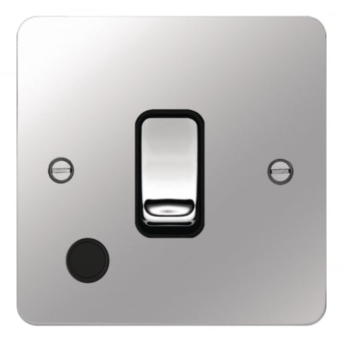 Hager WFDP84FOPSB 20a DP Switch + Flex Outlet Flat Plate Polished Steel/Black Insert