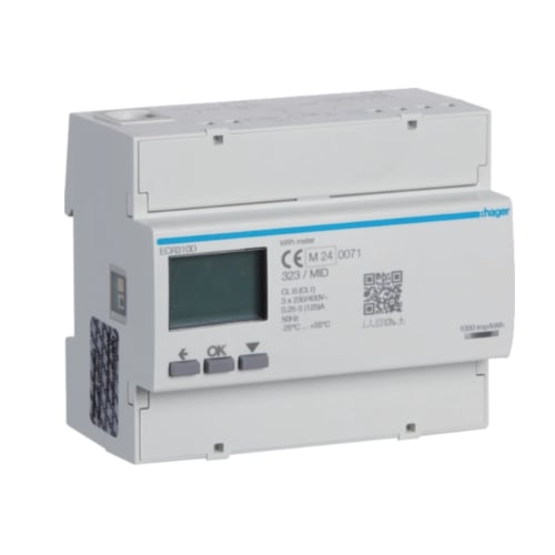 Hager ECR310D 3ph KWH 125a 6m Modbus Meter MID